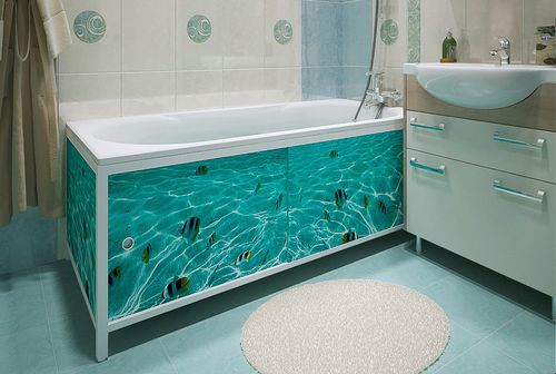 Экран под ванну с изображением подводного мира