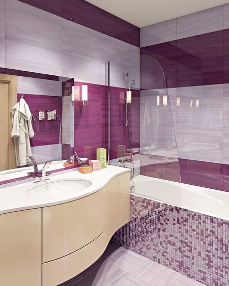 Дизайн фиолетовой ванной